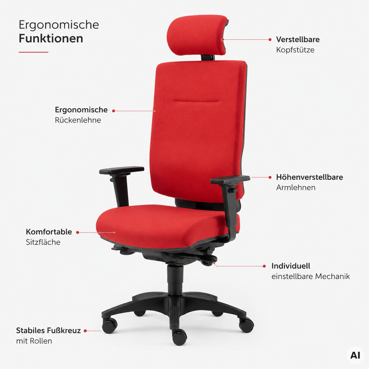 MyChair L mit Kopfstütze - Profi Bürodrehstuhl