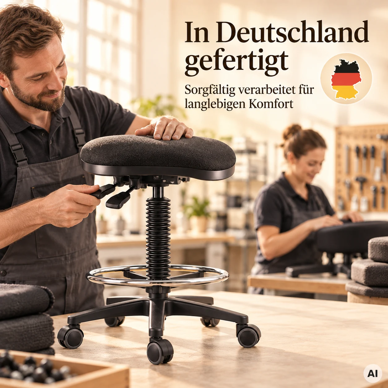 Labor 3 - Bequemer Arbeitshocker mit Fußring