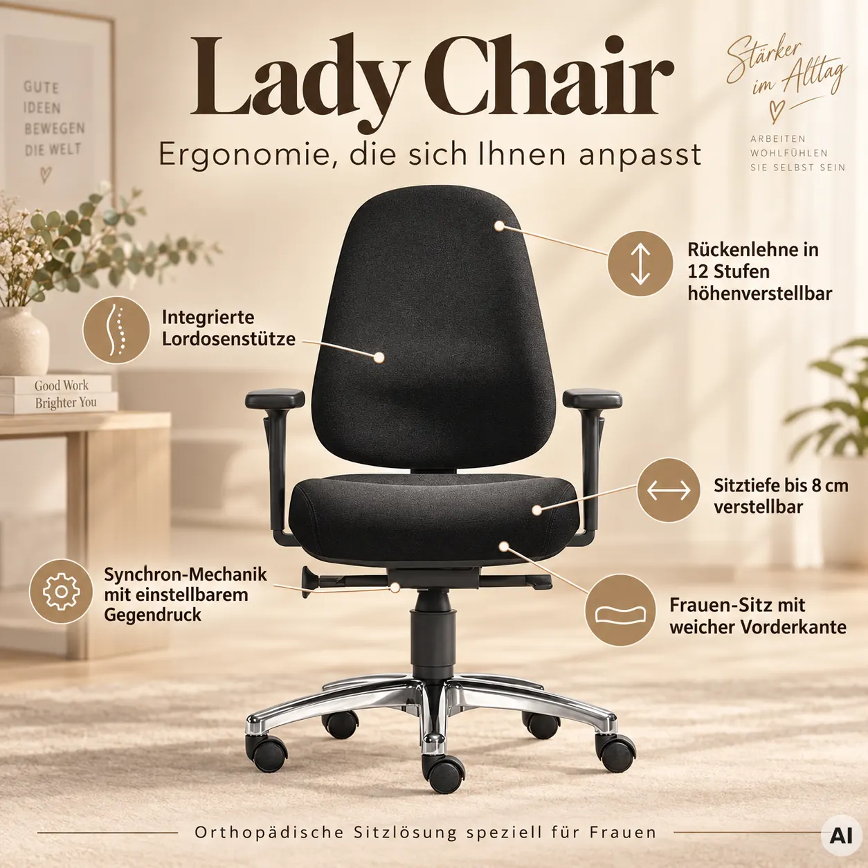 Lady Chair - Bürostuhl speziell für Frauen